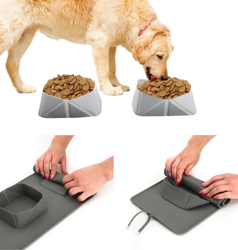 Bebedero Comedor Para Mascotas Plegables